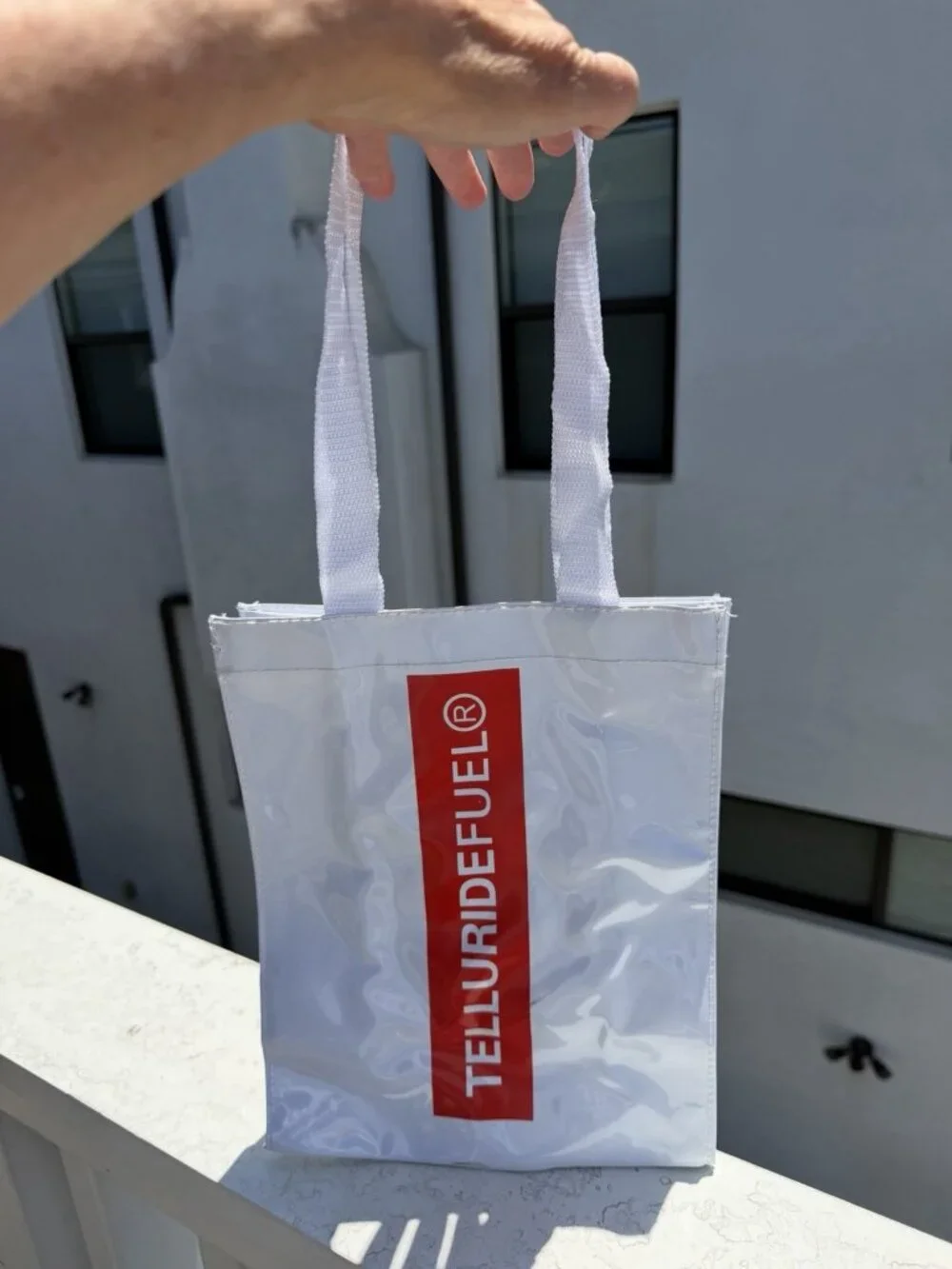 TellurideFuel retro limited edition white shopping tote logo Colorado athletic